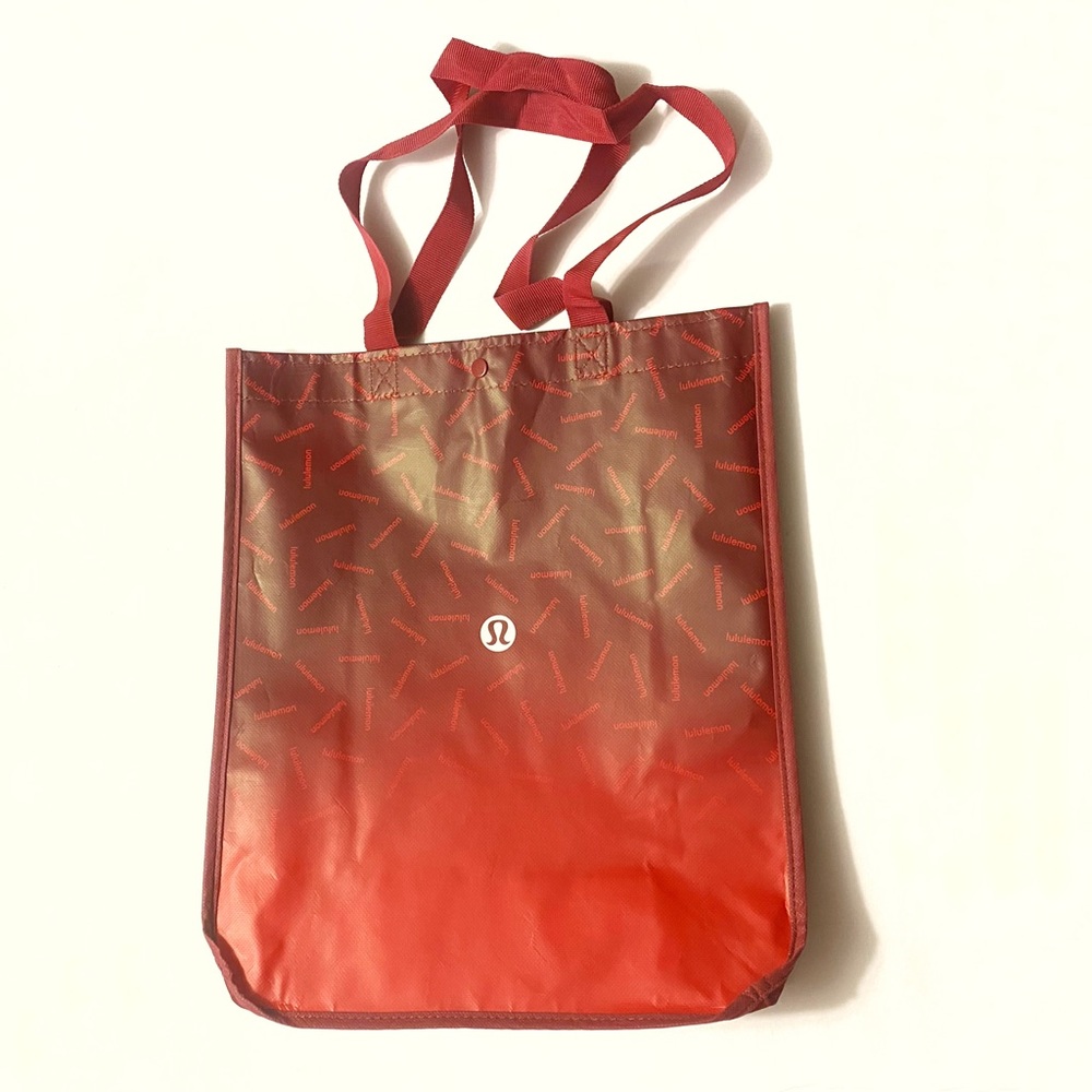 Lululemon ombre red holiday theme style reusable shopping tote bags - Picture 1 of 1